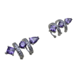 Blue Diamond Spiral Silver Women Earring Studs