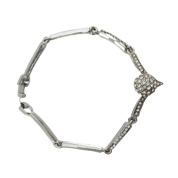 Baguette Charm Silver Diamond Woman Bracelet