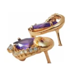 Blue Crystal Diamond Gold Woman Earrings