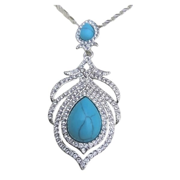 Blue Opal Silver Diamond Locket Set
