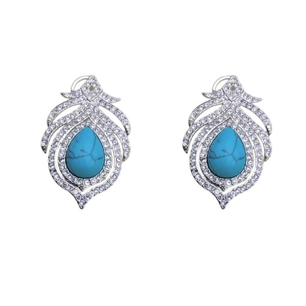 Blue Opal Silver Diamond Locket Set