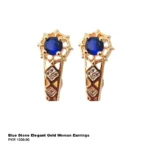 Blue Stone Elegant Gold Woman Earrings