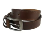Double Linning Brown leather belt for men