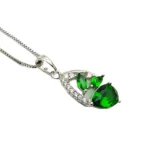 Emerald Leaf Drop Diamond Silver Women Pendant