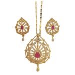 Red Buby Golden Leaf Locket Set