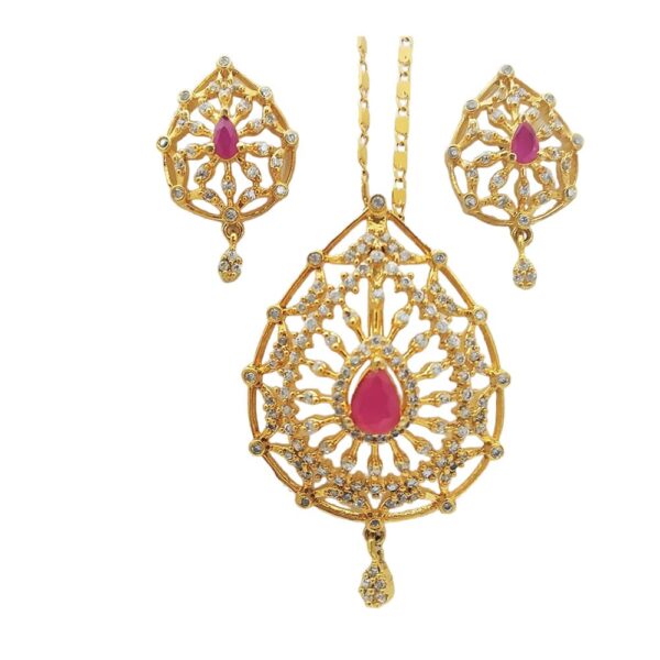 Red Buby Golden Leaf Locket Set