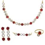 Red & Silver Round Diamond Necklace Set
