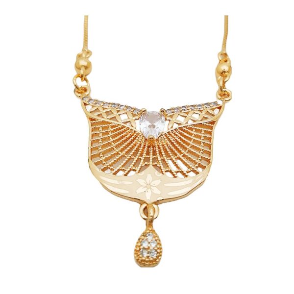 Regal Crystal Diamond Gold Woman Necklace Set