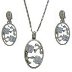 Sterling Silver Diamond Locket Set