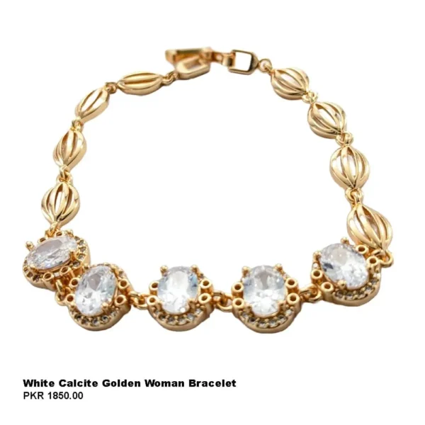 White Calcite Gold Woman Bracelet